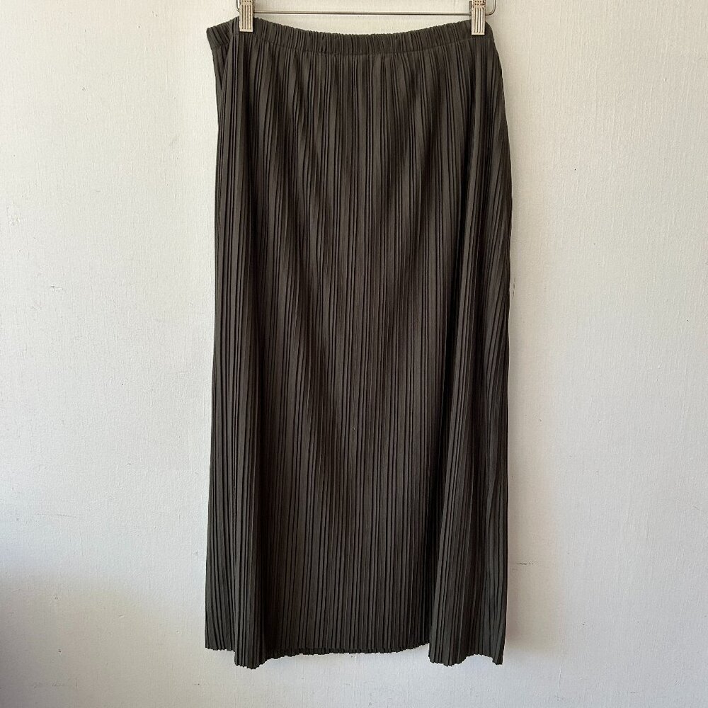 Dana Buchman Pleated Maxi Skirt Large Green NWT Forest Fairy Goblincore